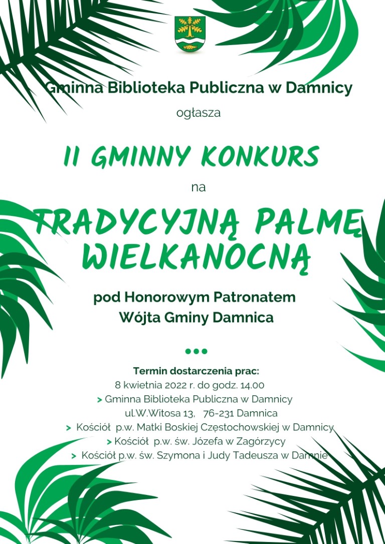 Plakat II Gminny konkurs na tradycyjną palmę wielkanocną